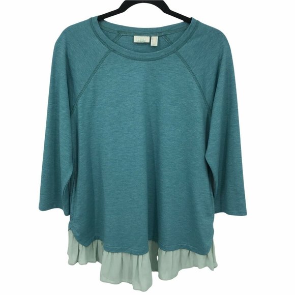 Logo Lounge Tops - Logo Lounge Womens Teal Blue Oversized Scoop Neck Sweatshirt  S